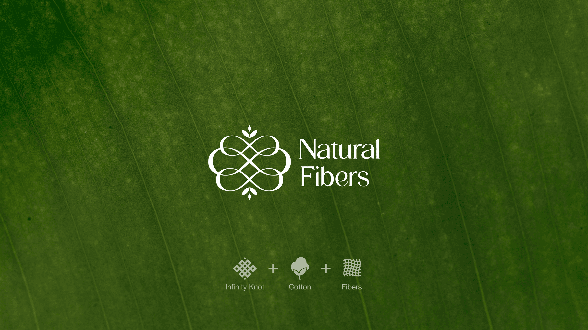 Natural Fibers brand identity: the logo on a green leaf